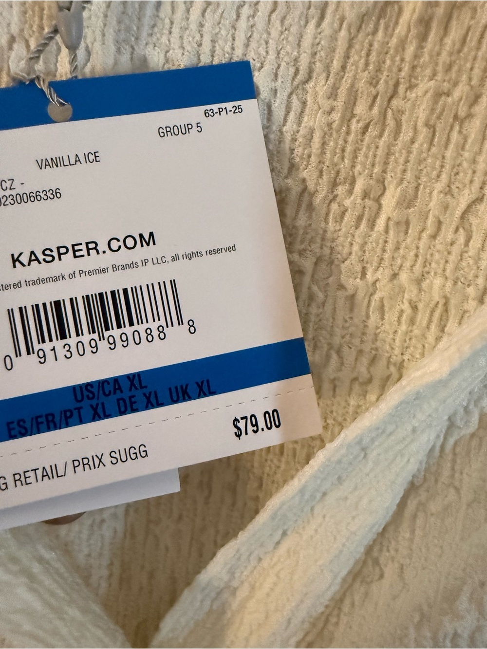 Kasper Cream Textured Button-Down Collared Top - Picture 5 of 6